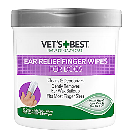 Vet's Best Ear Relief Finger Wipes for Dogs - 50 Ct