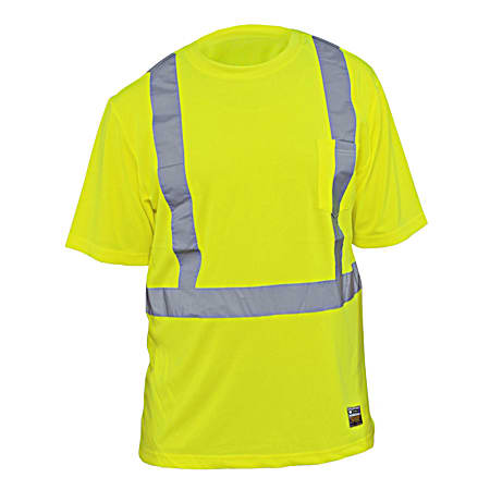 Men's Insect Guard Yellow Hi-Vis Reflective Tape Crew Neck Short Sleeve T-Shirt