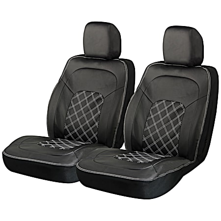 Masque Black Diamond Front Deluxe Truck and Large SUV Seat Cover 2 Pc Set