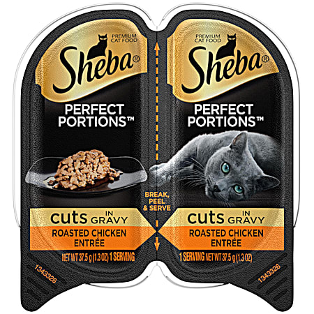 SHEBA All Lifestages Perfect Portions 2.6 oz Roasted Chicken Entree Cuts in Gravy Wet Cat Food