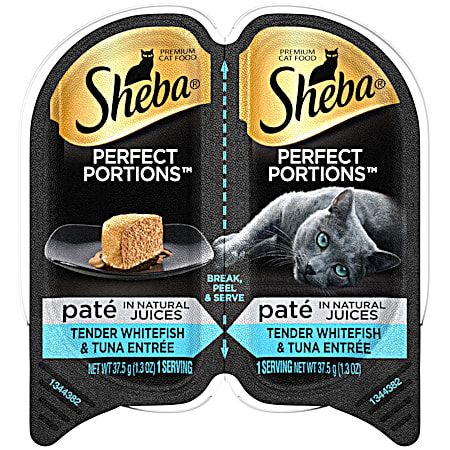 SHEBA All Lifestages Perfect Portions 2.6 oz Tender Whitefish & Tuna Entree Pate in Gravy Wet Cat Food