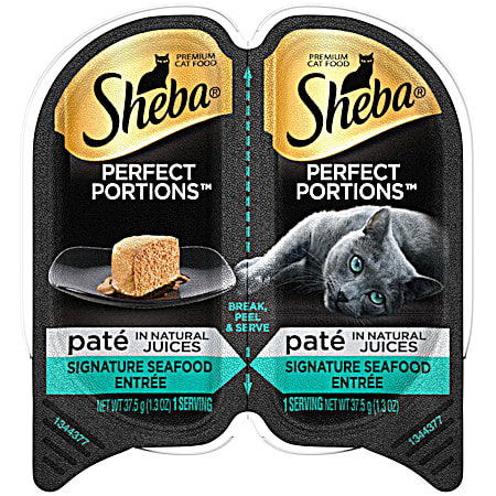 SHEBA All Lifestages Perfect Portions 2.6 oz Signature Seafood Entree Pate in Gravy Wet Cat Food