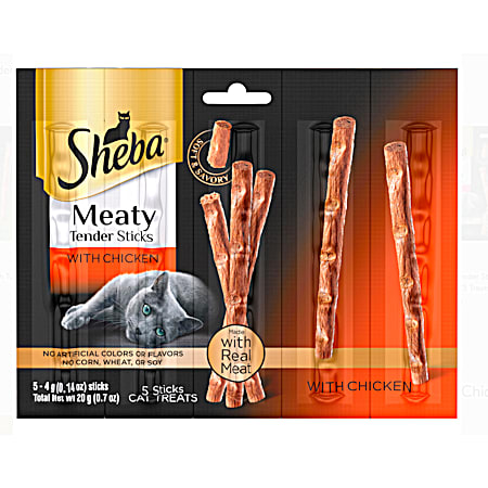 SHEBA Meaty Tender Sticks w/ Chicken Cat Treats - 5 Pk