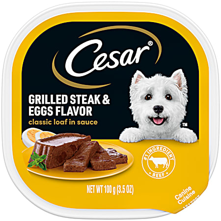 3.5 oz Classic Loaf in Sauce Canine Cuisine SUNRISE Grilled Steak & Eggs Flavor Wet Dog Food
