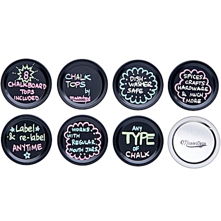 Chalk Tops Regular Mouth Blackboard Canning Jar Lids - 8 Pk