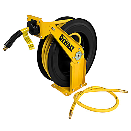 Double Arm Hose Reel w/ 3/8 in Yellow Premium Rubber Air Hose