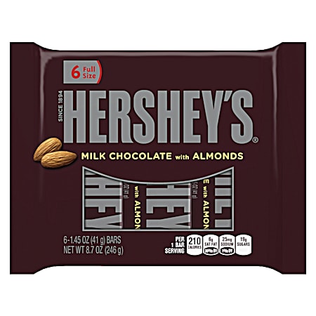 Hershey 6 -1.45 oz Almond & Milk Chocolate Candy Bar