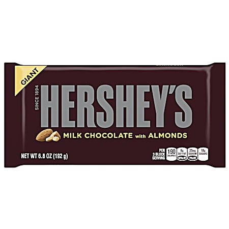 Hershey 6.8 oz Giant Milk Chocolate & Almonds Candy Bar