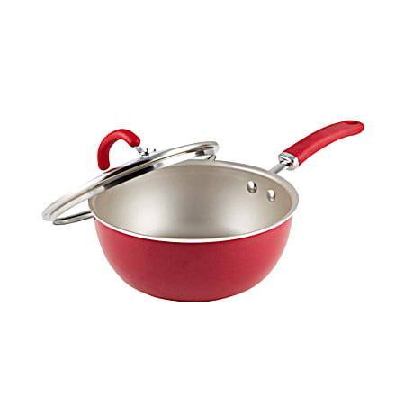 3 qt Red Covered Saucepan