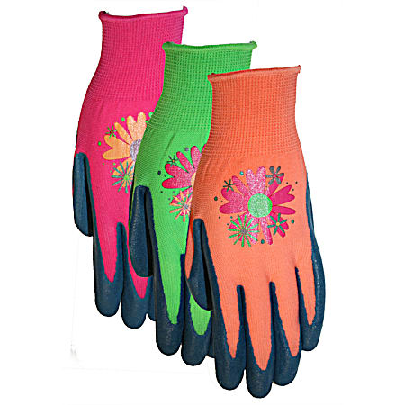 Ladies' Stretch Rubber Coated Palm Gloves Assorted