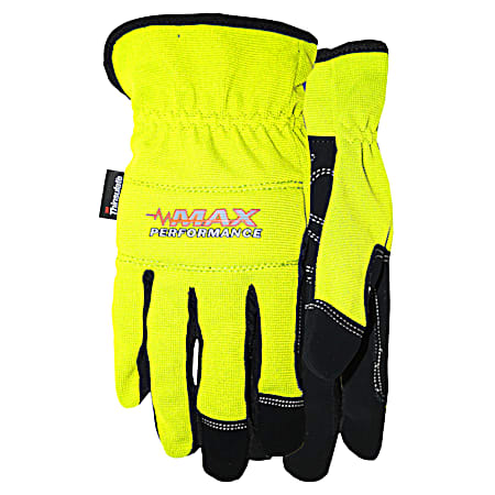 Men's Yellow Hi-Vis Thinsulate Synthetic Padded Palm and Knuckle Gloves