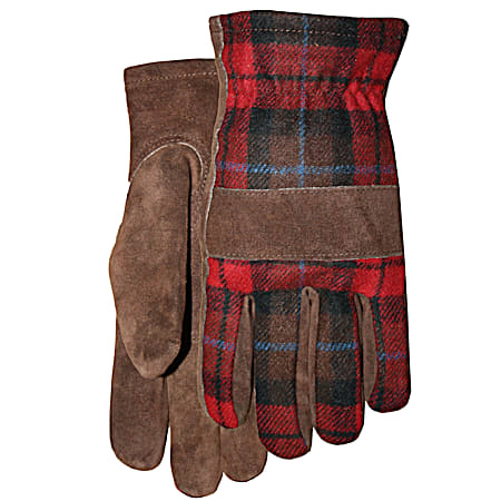 Men's Suede Cowhide Gloves - Brown/Red