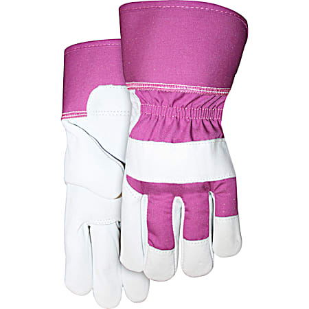 Ladies' White & Purple Genuine Goatskin Gloves