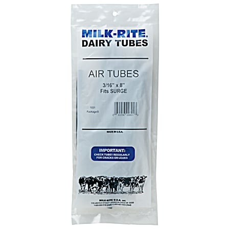 Milkrite 3/16 in x 8 in Air Tubes for Surge - 8 Pk