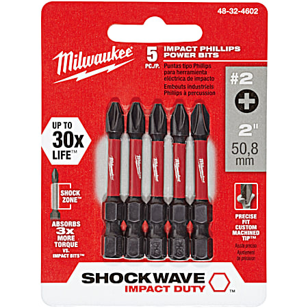 Milwaukee Shockwave 2 In. Impact Phillips #2 Power Bits