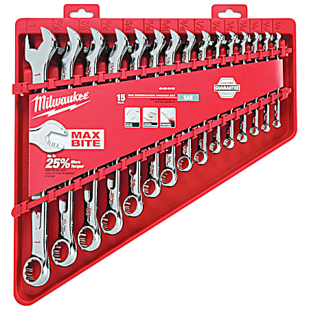 15 Pc SAE Combination Wrench Set