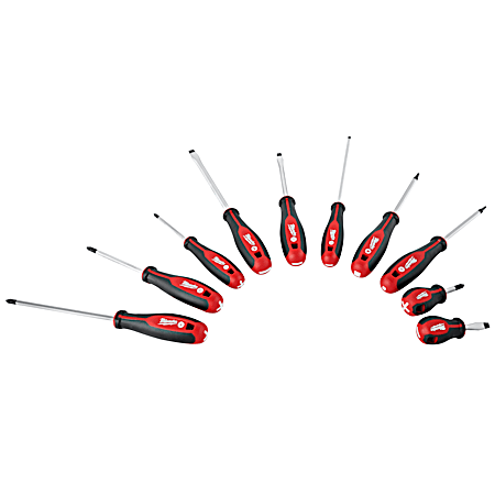 High-Leverage Handle Screwdriver Set /w Magnetic Tips - 10 Pc
