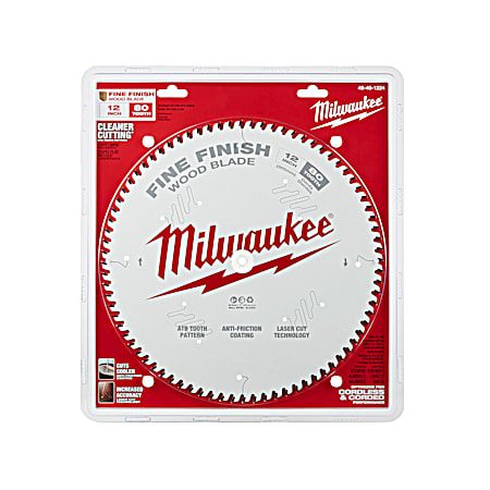 Milwaukee 12 in 80T Fine Finish Circular Saw Wood Cutting Blade
