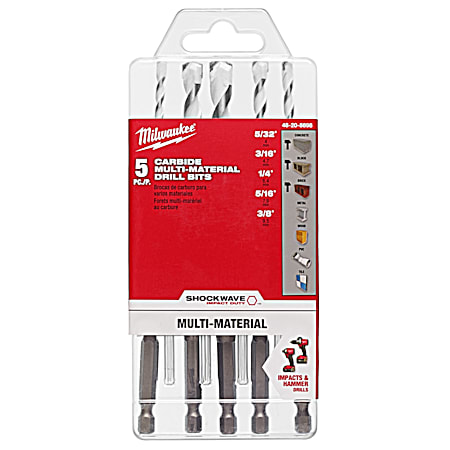 Milwaukee SHOCKWAVE Carbide Multi-Material Drill Bits - 5 Pc