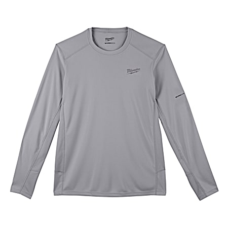 Milwaukee Men's WORKSKIN Gray Lightweight Performance Crew Neck Long Sleeve Polyester-Shirt