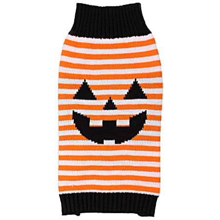 Orange Striped Pumpkin Face Sweater