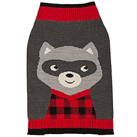 Gray Raccoon Buffalo Check Pet Sweater