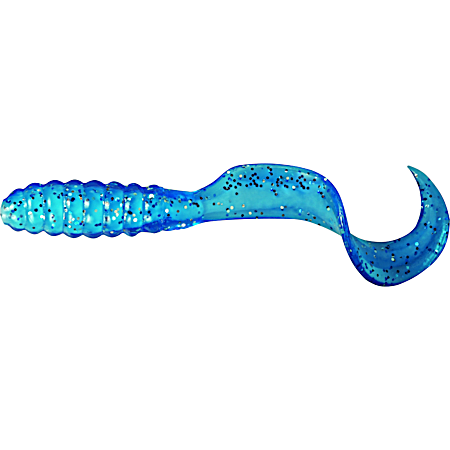 Neon Blue Flake Meeny Curly Tail Grub