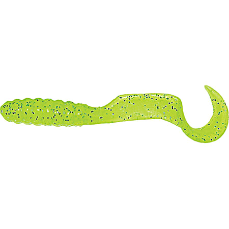 Neon Chartreuse Flake Meeny Curly Tail Grub