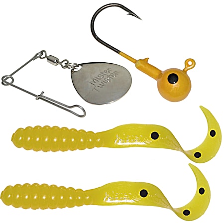 Mister Twister Meeny Grub Spin Combo - Yellow Patterned