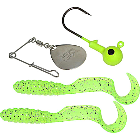 Meeny Grub Spin Combo - Neon Chartreuse Flake
