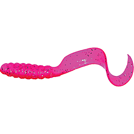 Neon Pink Flake Meeny Curly Tail Grub