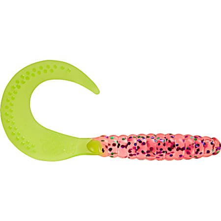 Cotton Candy/Chartreuse Tail Platinum G2 Curly Tail Grub
