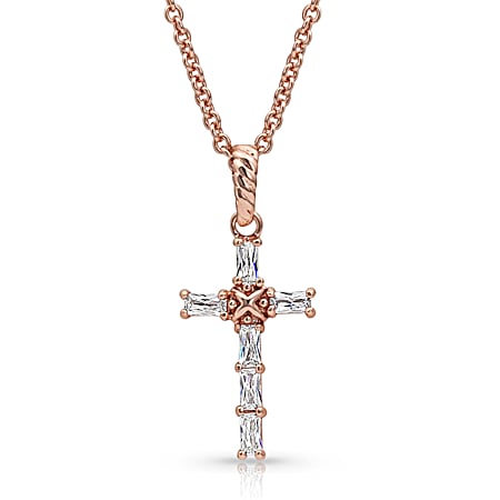 Entwined Rose Gold Brilliant Cross Necklace