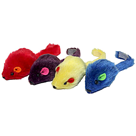 4 Pk. Multi-Colored Mice Cat Toy Assorted
