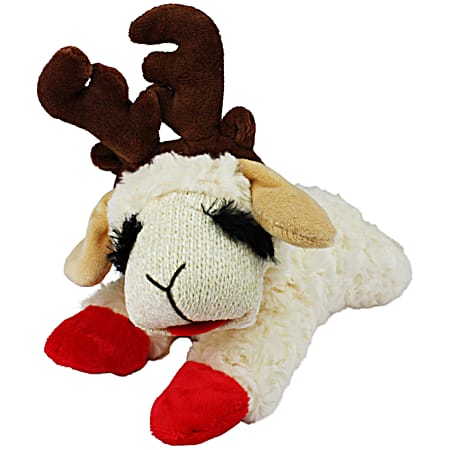 10.5 in Lamb Chop Laying Down w/ Antlers Dog Toy - Assorted