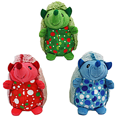 8 in Blue, Green & Red Polka Dot Hedge Hogs Dog Toys - Assorted