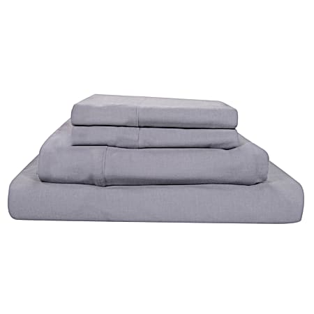 Flannel Gray Bed Sheets Set