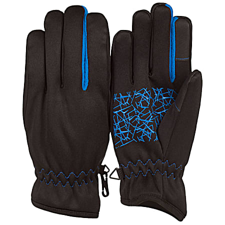Youth Black/Blue Active Polyester Gloves