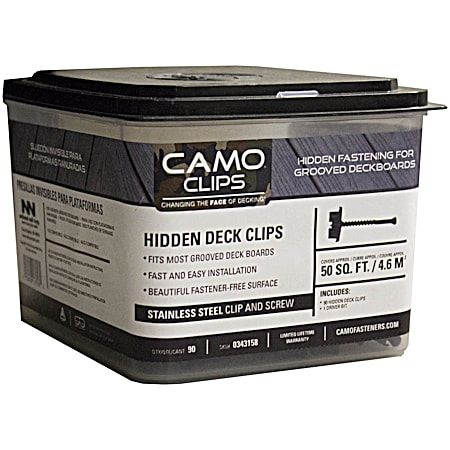 CAMO Universal Stainless Steel Hidden Deck Clip - 90 Ct