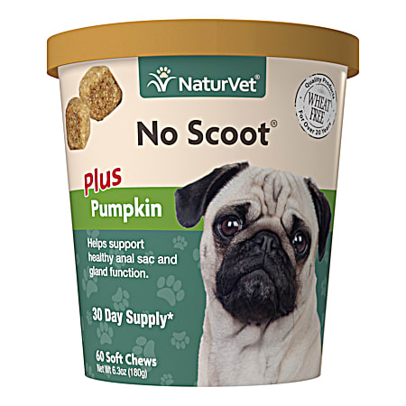 No Scoot Plus Pumpkin Anal Gland & Bowel Function Soft Chews for Dogs - 60 Ct