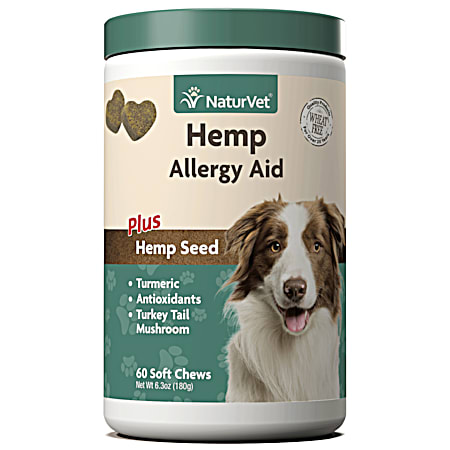 Hemp Allergy Aid for Dogs Healthy Skin & Respiratory Health Soft Chews - 60 Ct