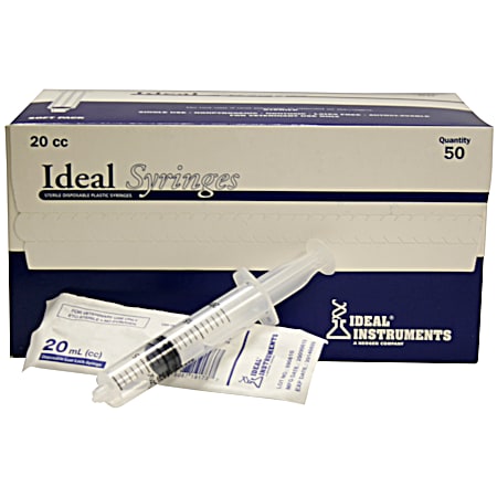 Ideal 20cc Luer Lock Disposable Syringe - 50/box