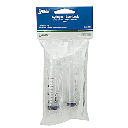 Ideal 20cc Luer Lock Disposable Syringe - 4 Pk