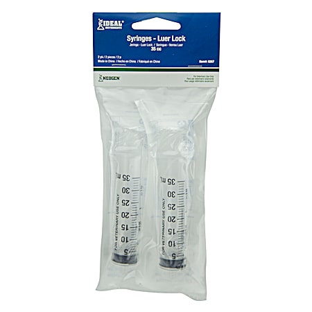 Ideal 35cc Syringe Luer Lock Disposable - 2 Pk