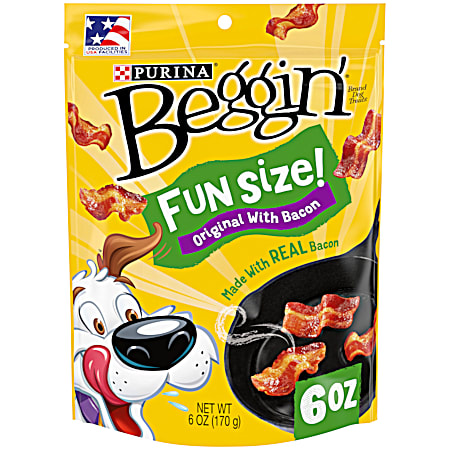 Fun Size Bacon Flavor Dog Treats 6 oz