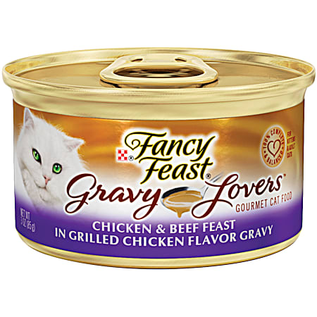 Purina 3 oz Adult Gravy Lovers Chicken & Beef Feast in Grilled Chicken Flavor Gravy Wet Cat Food
