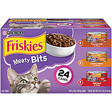 Adult Meaty Bits Variety Pack Wet Cat Food - 24 pk