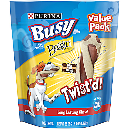 Beggin' Busy 36 oz Twist'd Small/Medium Dog Treats Value Pack
