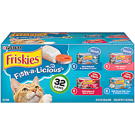 Purina Friskies Fish-A-Licious Adult Wet Cat Food - 32 Pk