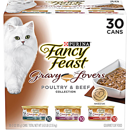 Purina Fancy Feast Gravy Lovers Poultry & Beef Collection Adult Wet Cat Food - 30 Pk